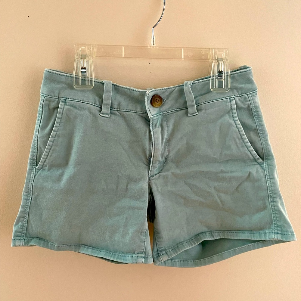 American Eagle sage green midi twill shorts